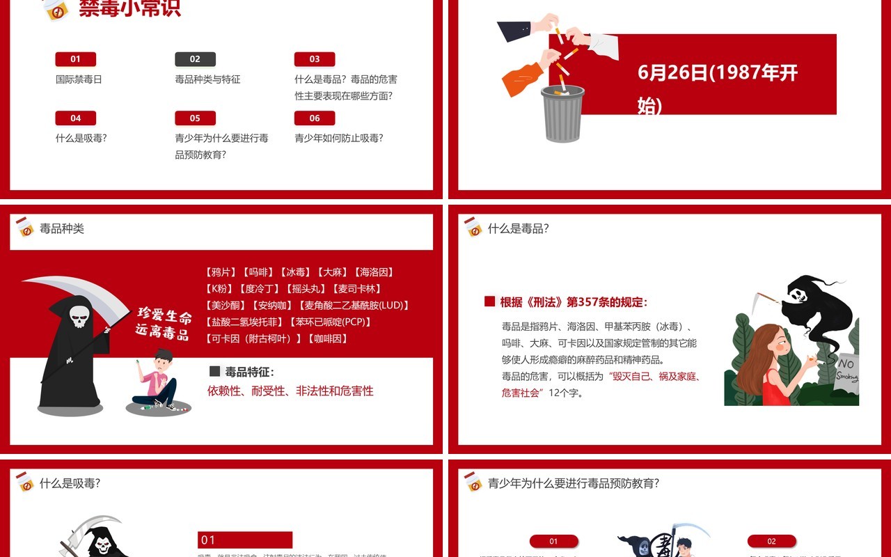 青少年毒品预防教育知识宣传主题班会PPT模板