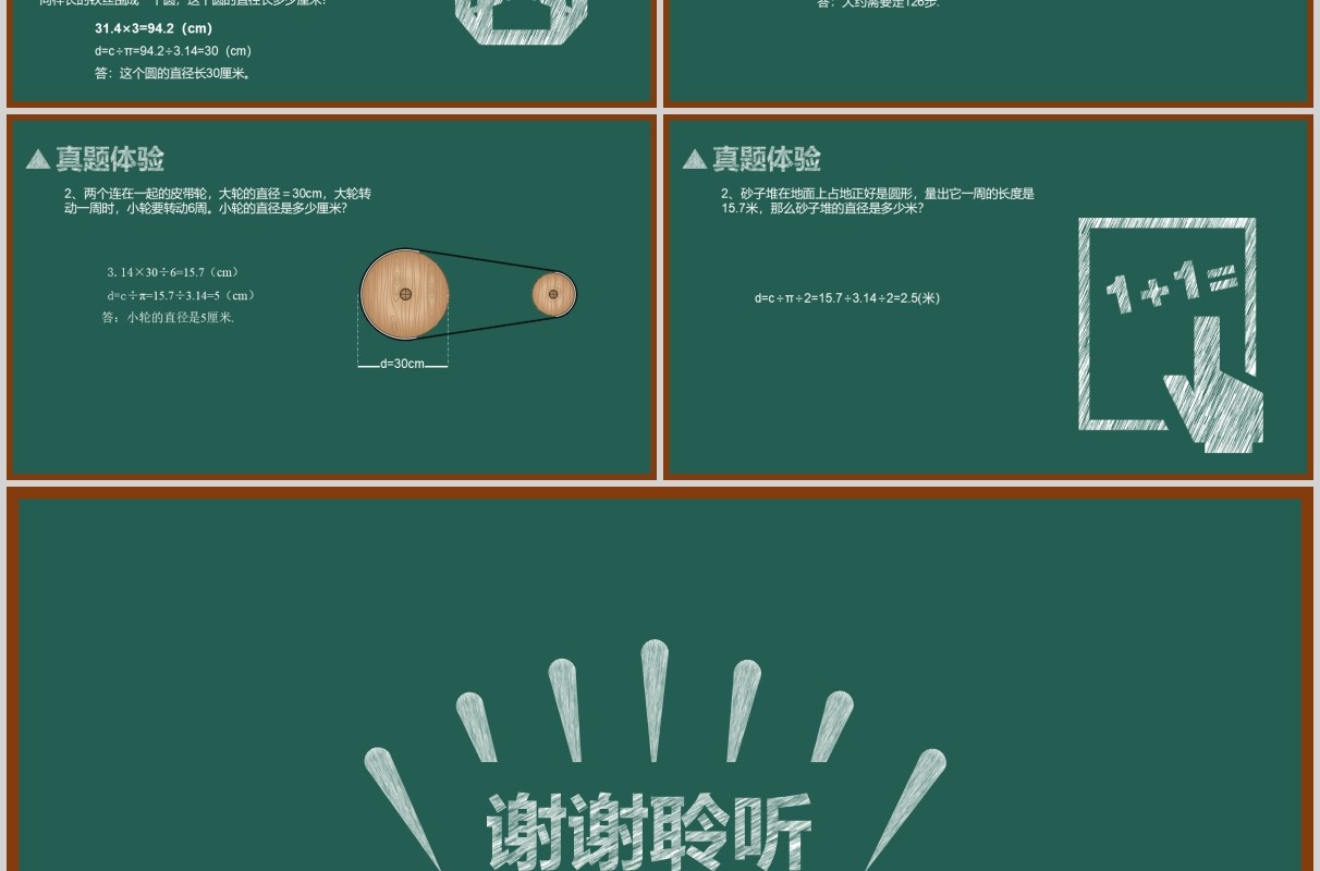绿色黑板风格数学教学课件PPT模板