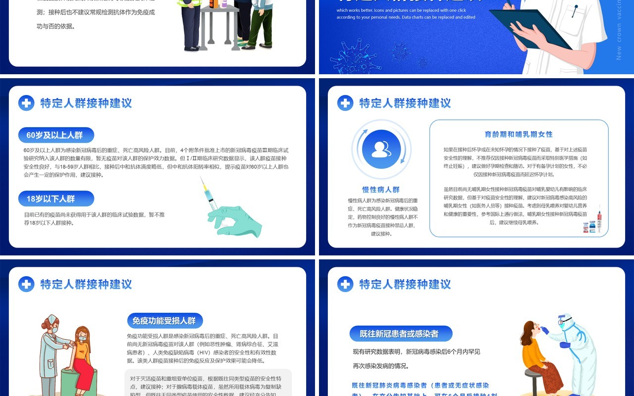 蓝色卡通风新冠疫苗接种须知PPT模板