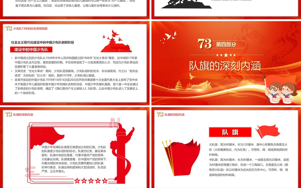红色中国少先队成立73周年学习解读PPT模板