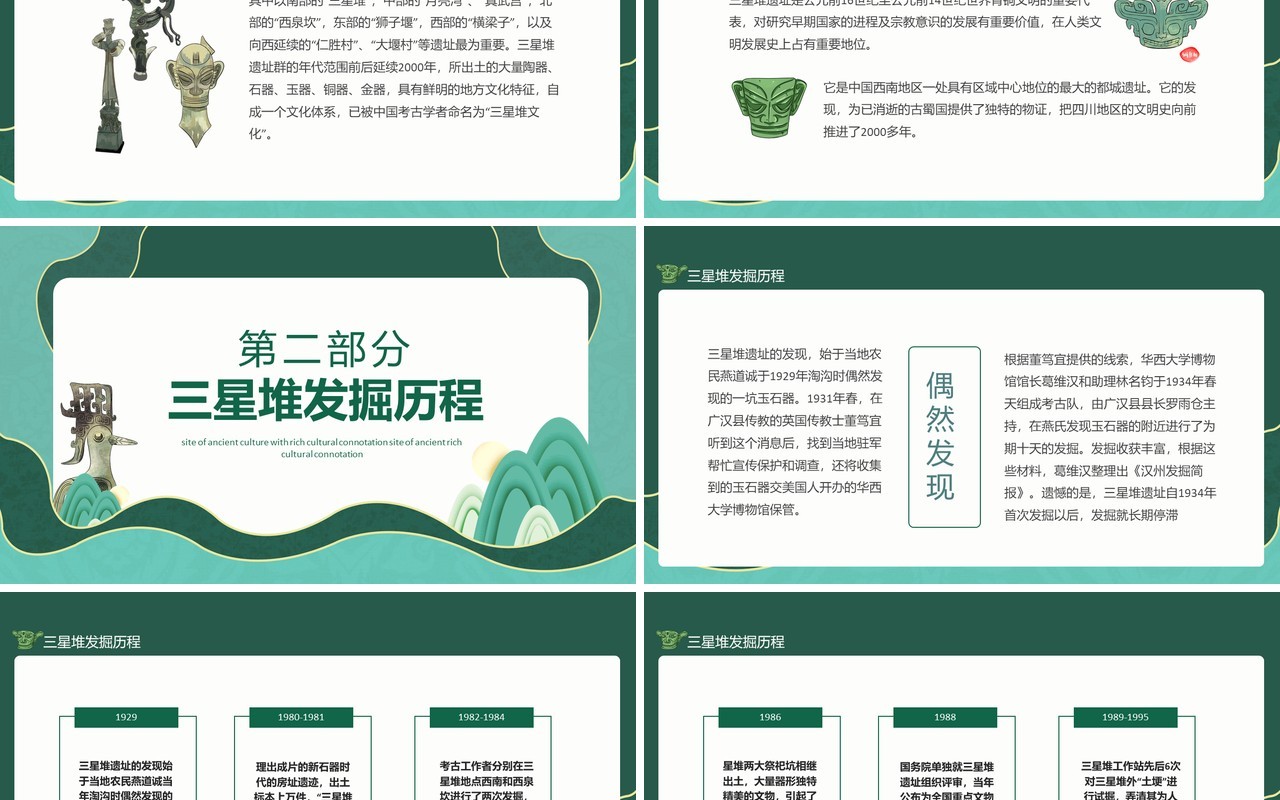 文化内涵丰富古蜀文化三星堆遗址动态PPT模板