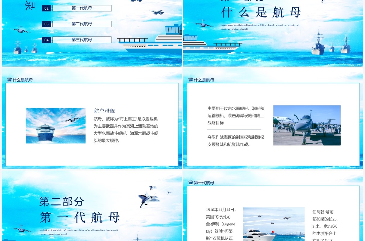 走向深蓝世界航母发展演变历史动态PPT模板
