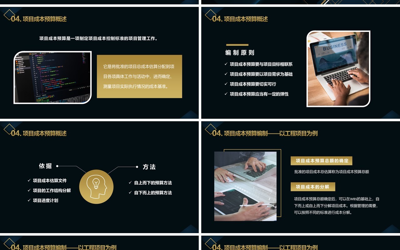 深色项目成本管理控制培训PPT模板