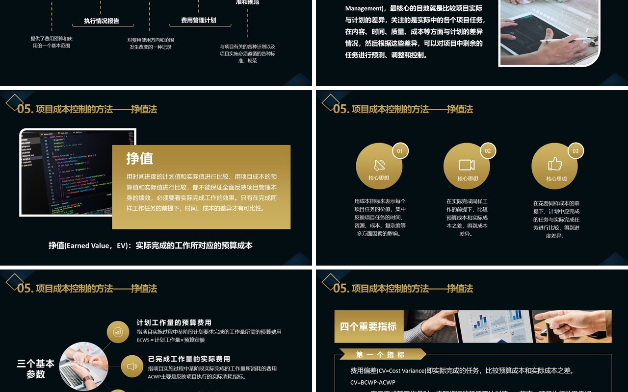 深色项目成本管理控制培训PPT模板