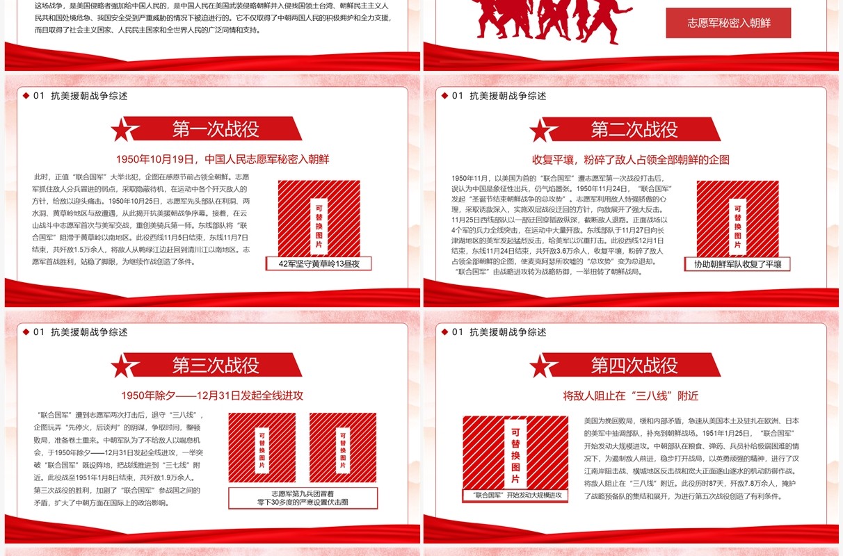 红色党政风抗美援朝精神专题党课PPT模板