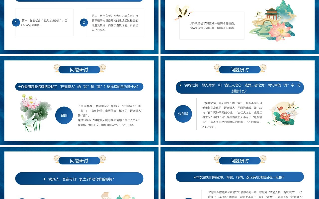 部编版九年级语文上册岳阳楼记课件PPT模板