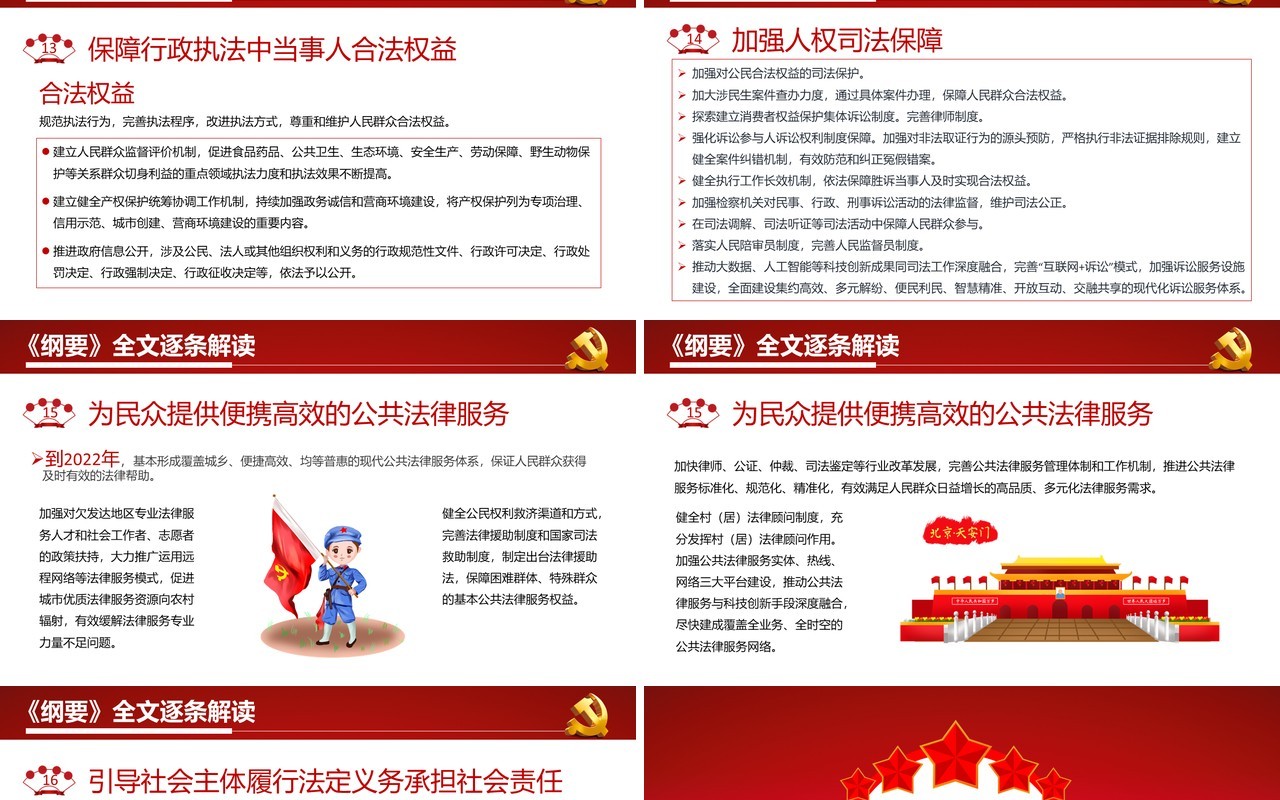 红色党政风全面解读中共中央印发法治社会建设实施纲要内容宣传教育PPT模板