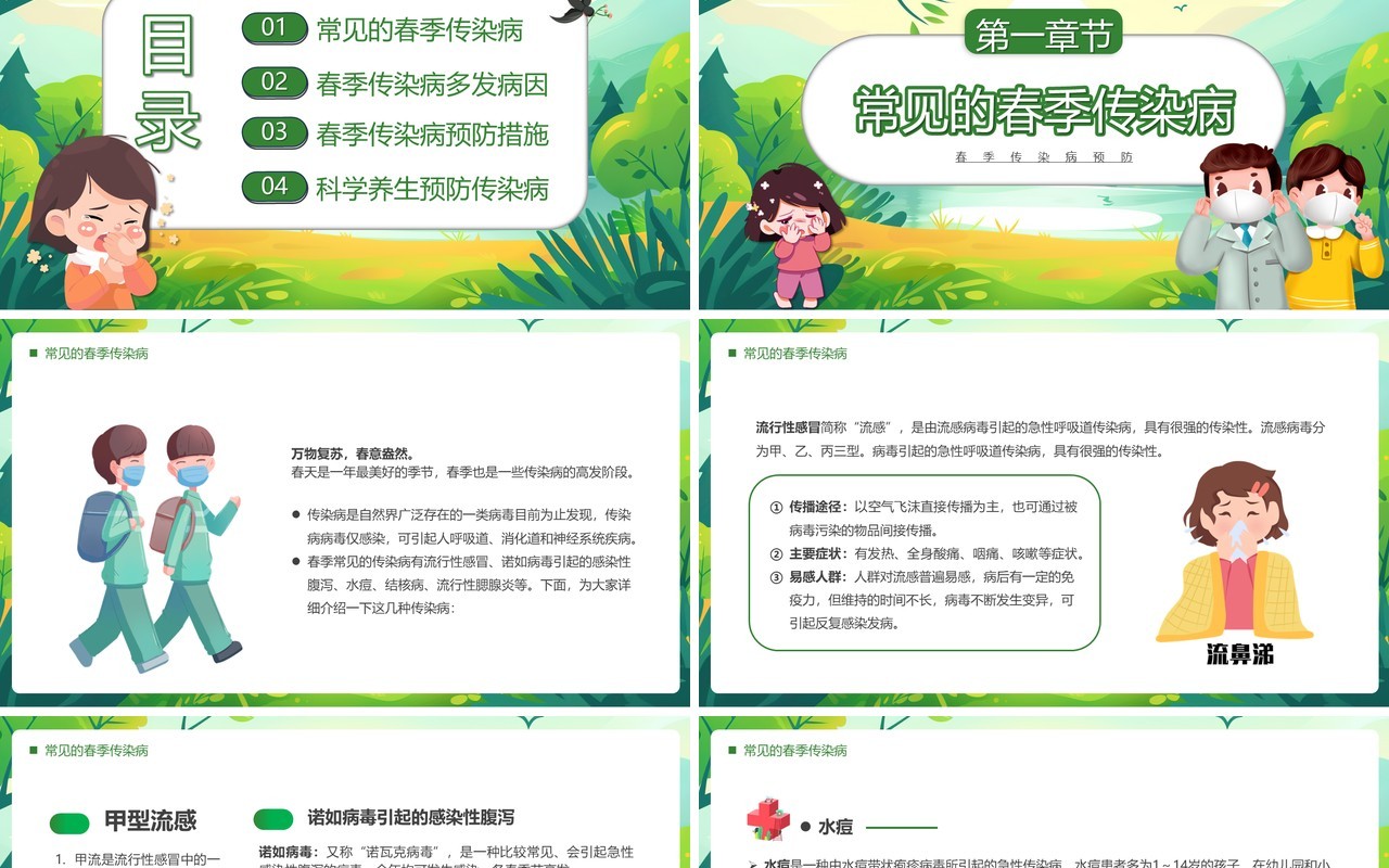 绿色清新风健康入春预防先行PPT模板