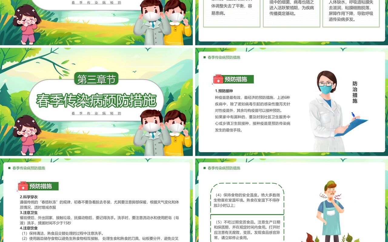 绿色清新风健康入春预防先行PPT模板