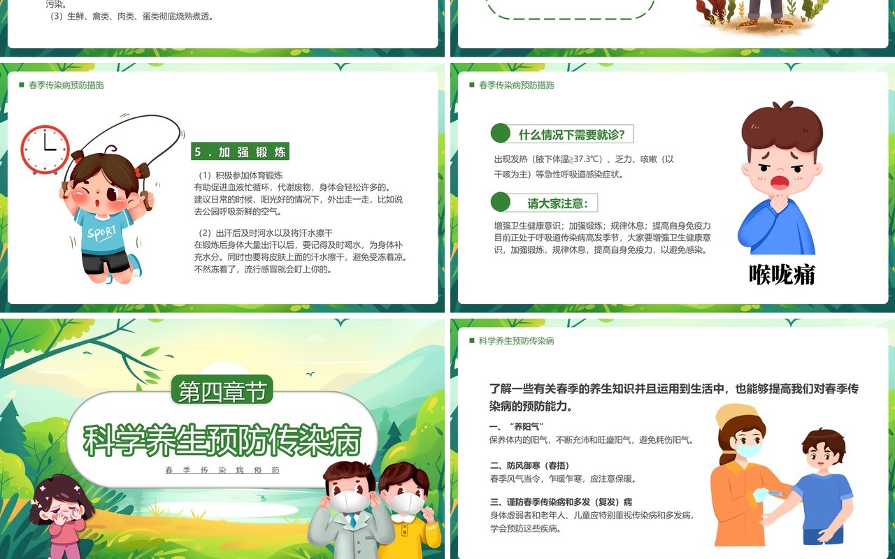绿色清新风健康入春预防先行PPT模板