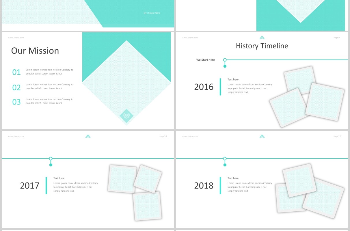 蓝色简约公司简介产品项目介绍PPT模板版式设计Amous - Powerpoint Template