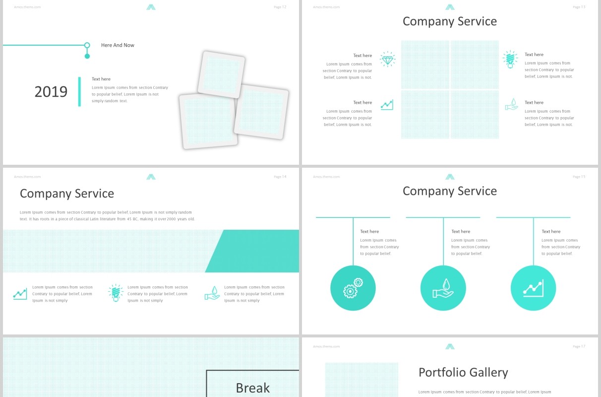蓝色简约公司简介产品项目介绍PPT模板版式设计Amous - Powerpoint Template