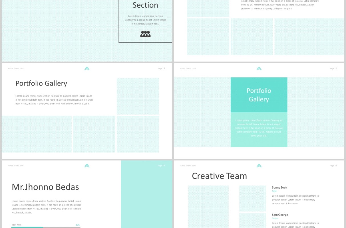 蓝色简约公司简介产品项目介绍PPT模板版式设计Amous - Powerpoint Template