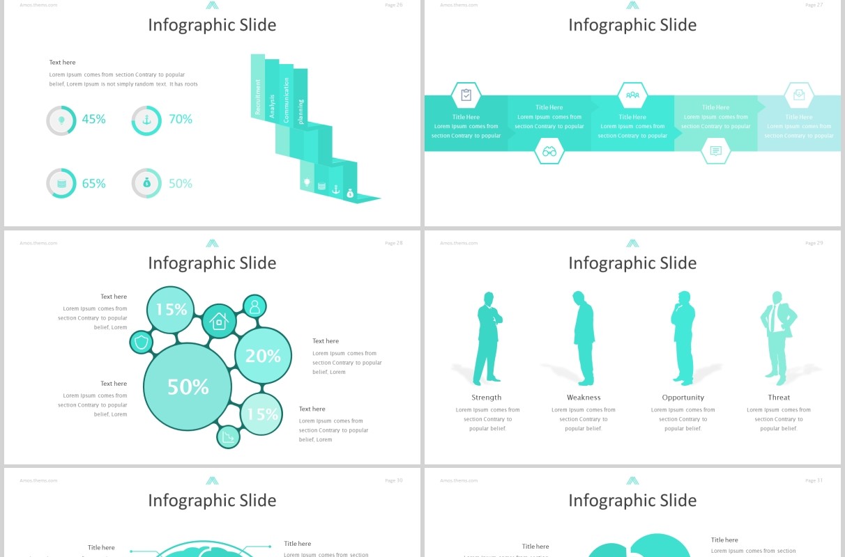蓝色简约公司简介产品项目介绍PPT模板版式设计Amous - Powerpoint Template