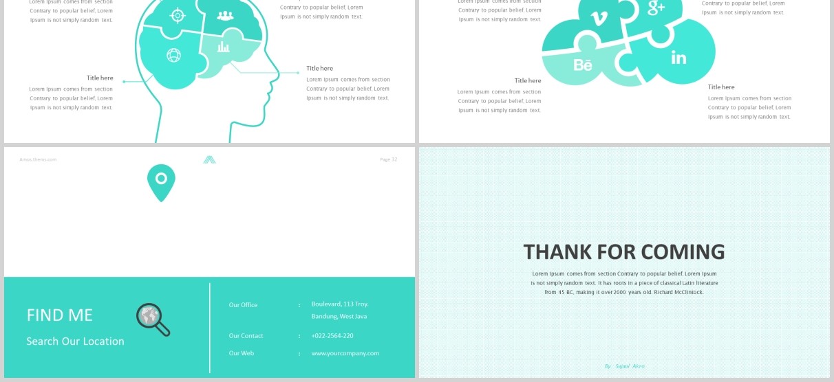 蓝色简约公司简介产品项目介绍PPT模板版式设计Amous - Powerpoint Template