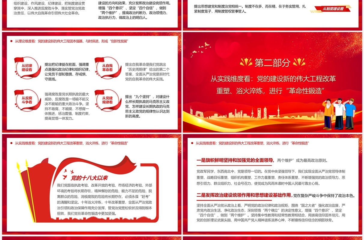 三个维度标注新时代党的建设历史成就PPT模板