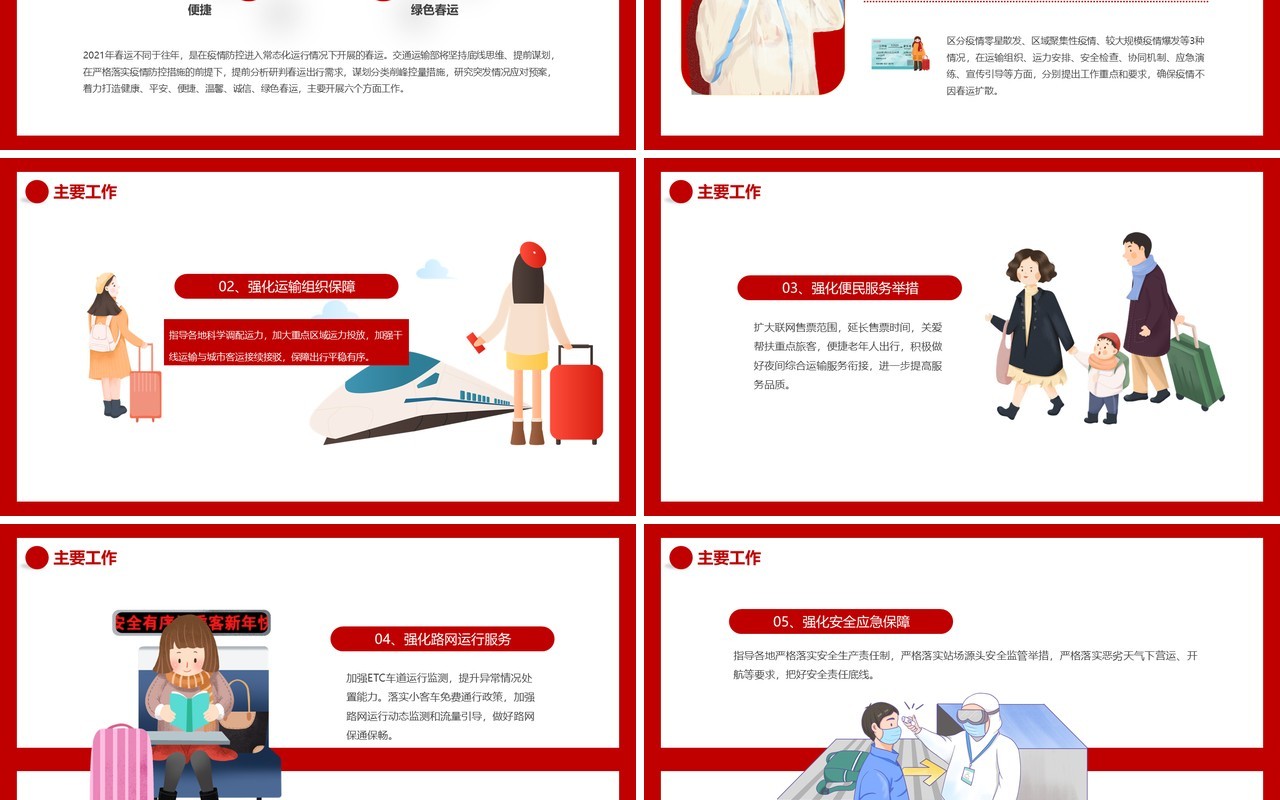 红色卡通春运疫情防控意识动态PPT模板