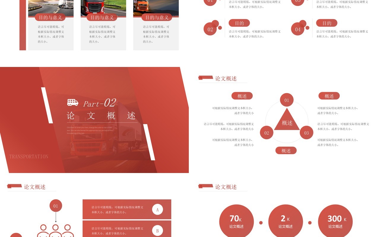 红色简约风物流运输专业毕业答辩PPT模板