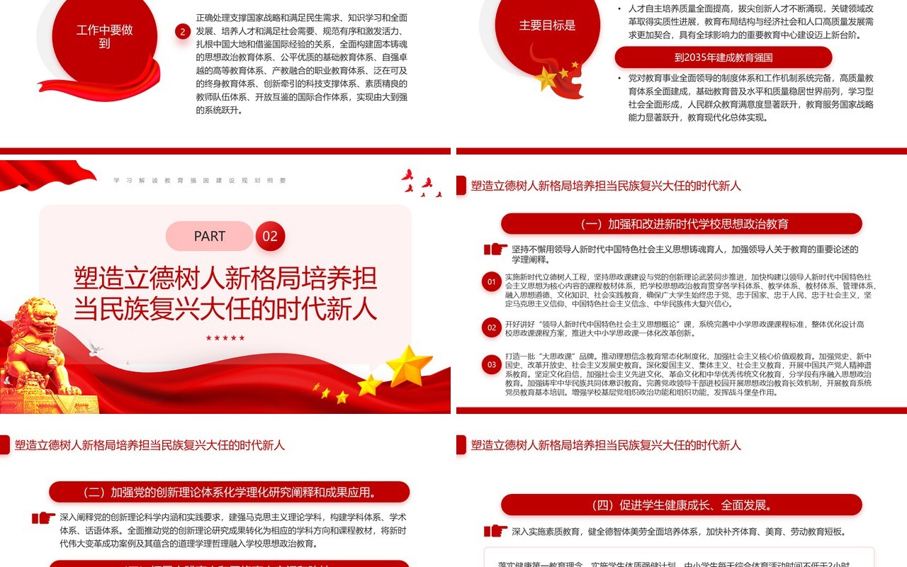 红色党政风教育强国建设规划纲要PPT模板课件