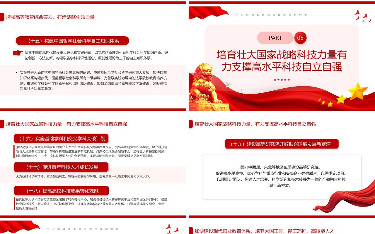 红色党政风教育强国建设规划纲要PPT模板课件