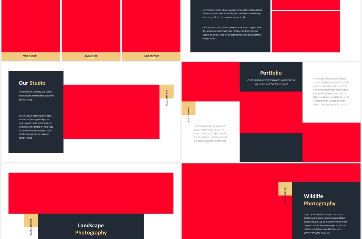 摄影作品图片展示排版设计PPT模板Dazzle Photography Powerpoint Template