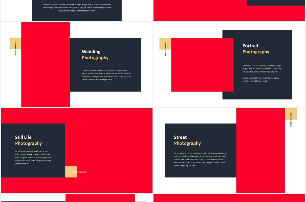 摄影作品图片展示排版设计PPT模板Dazzle Photography Powerpoint Template