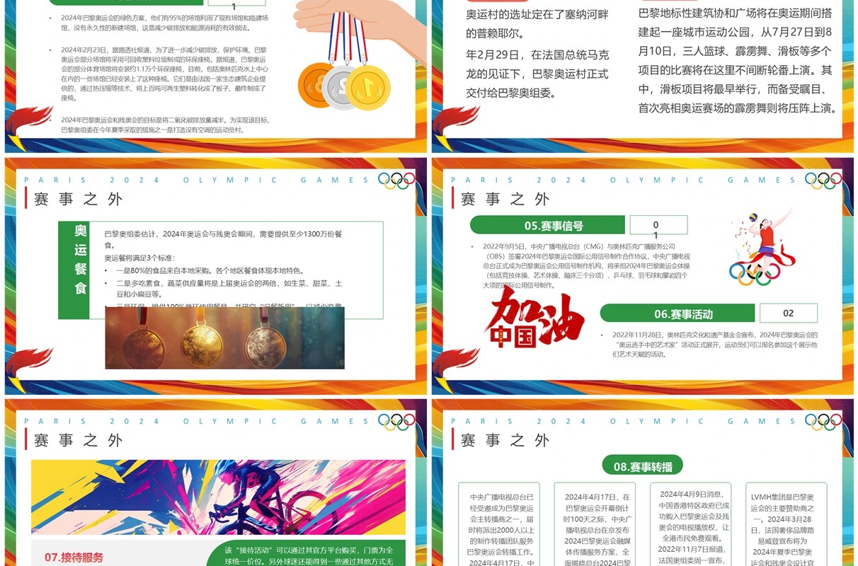 蓝色简约风2024巴黎奥运会PPT模板