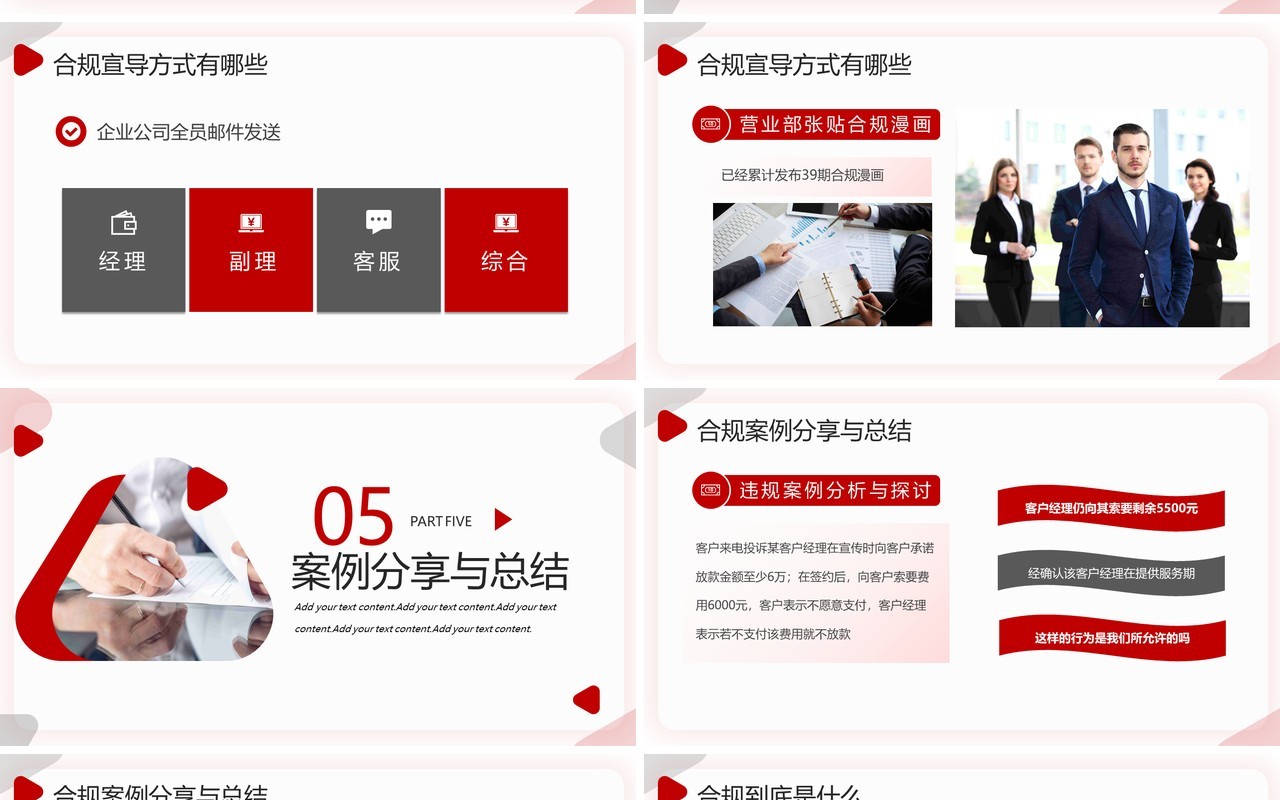 红色商务风企业合规制度宣导培训PPT模板