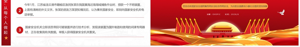 红色简约大气风全民国家安全教育PPT模板