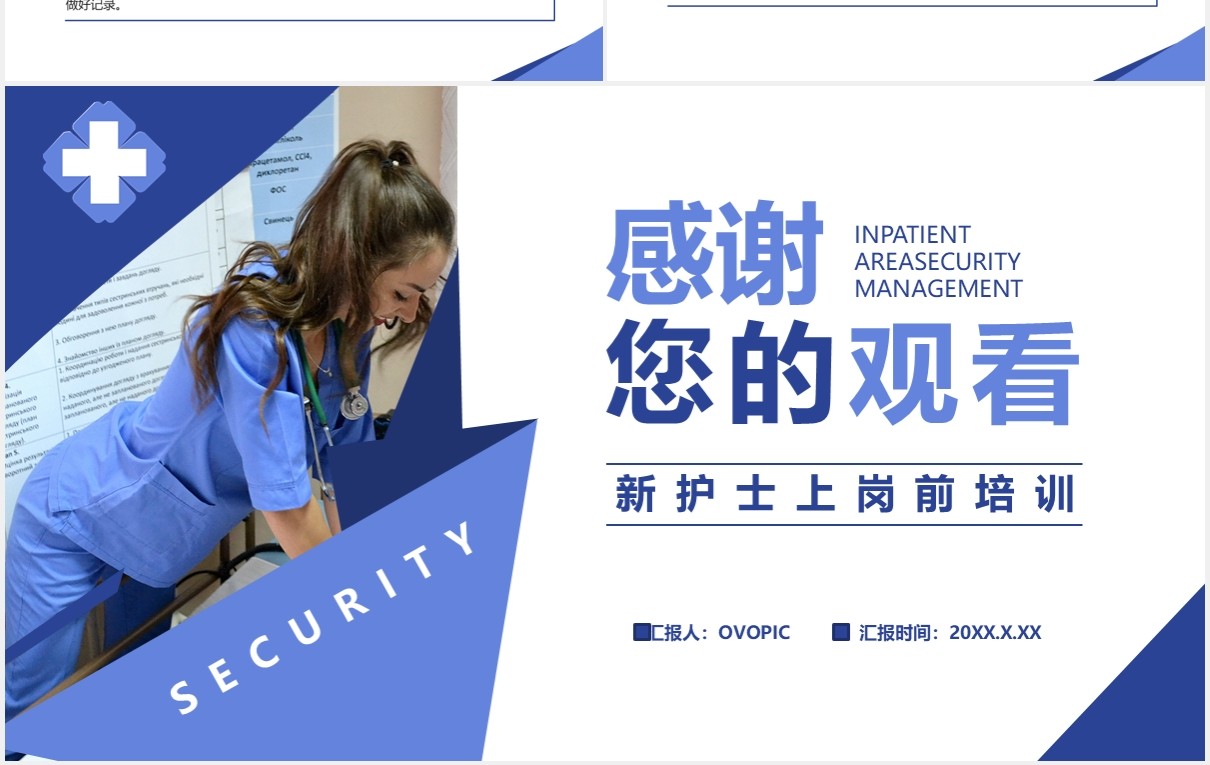 商务风病区安全管理新护士上岗前培训通用PPT模板