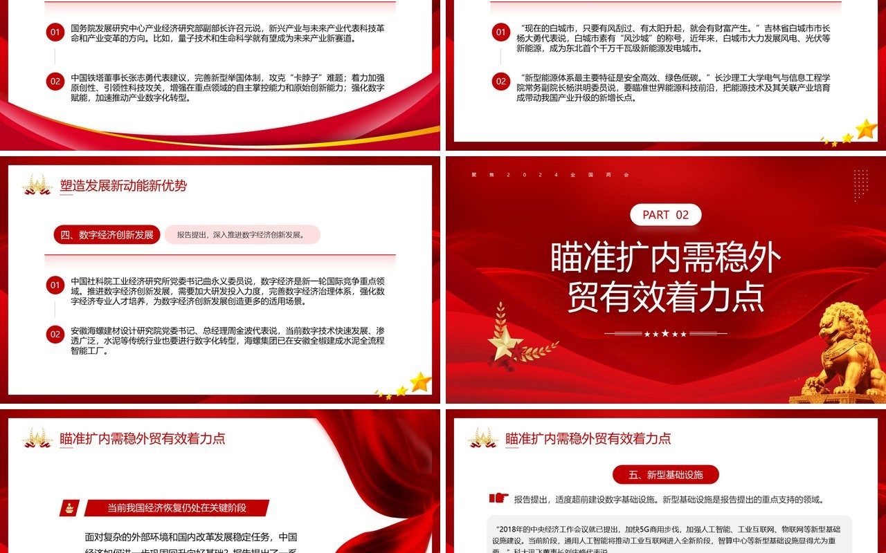 红色党政从十个新中看中国经济走势PPT模板