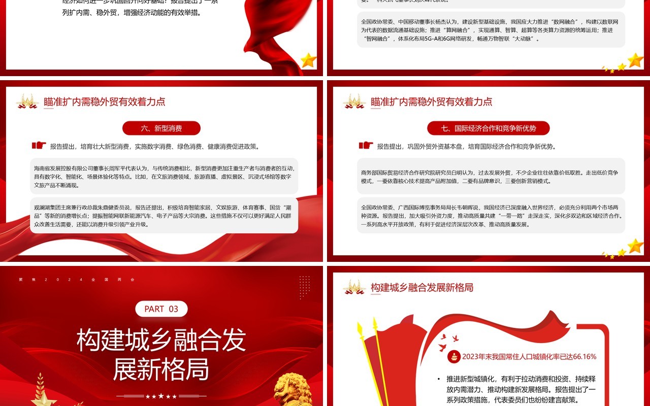 红色党政从十个新中看中国经济走势PPT模板