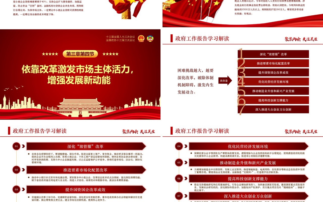 红色聚焦全国两会讲稿政府工作报告党建PPT模板