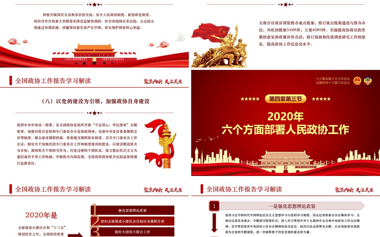 红色聚焦全国两会讲稿政府工作报告党建PPT模板