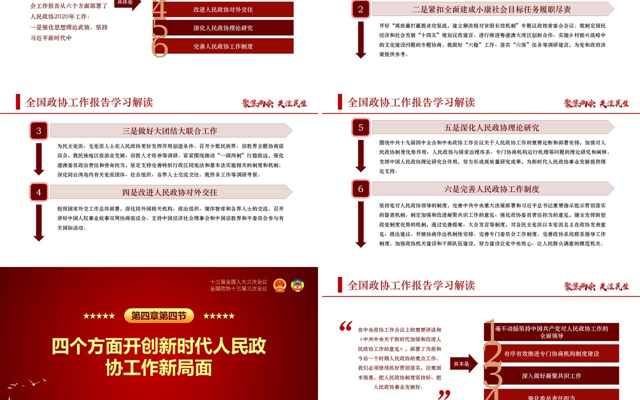红色聚焦全国两会讲稿政府工作报告党建PPT模板