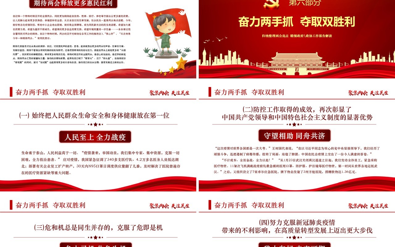 红色聚焦全国两会讲稿政府工作报告党建PPT模板