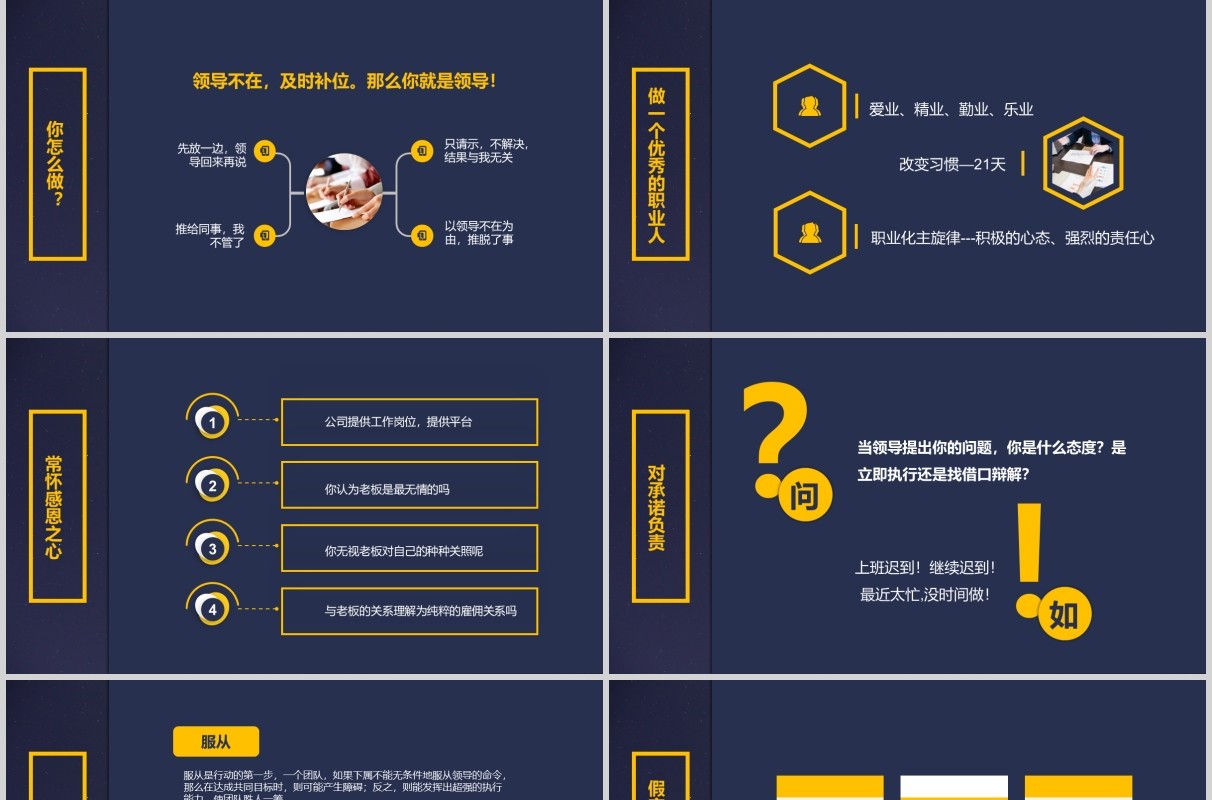 企业员工爱岗敬业与责任心心态培训PPT模板