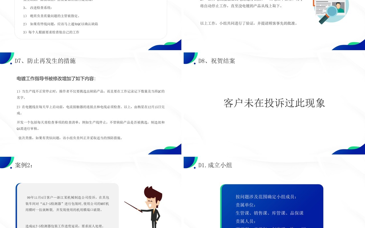 蓝绿色品质改善方法8d知识介绍PPT模板