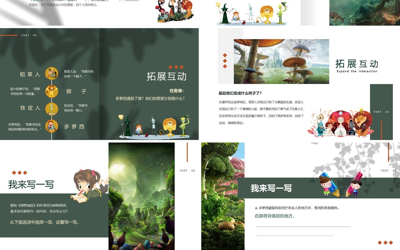 绿色清新风绿野仙踪读书分享PPT模板