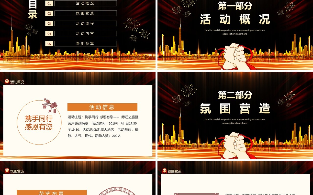 携手同行感恩有您乔迁之喜暨客户答谢晚宴动态PPT模板