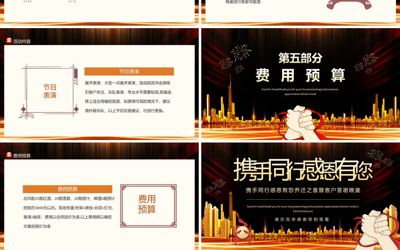 携手同行感恩有您乔迁之喜暨客户答谢晚宴动态PPT模板