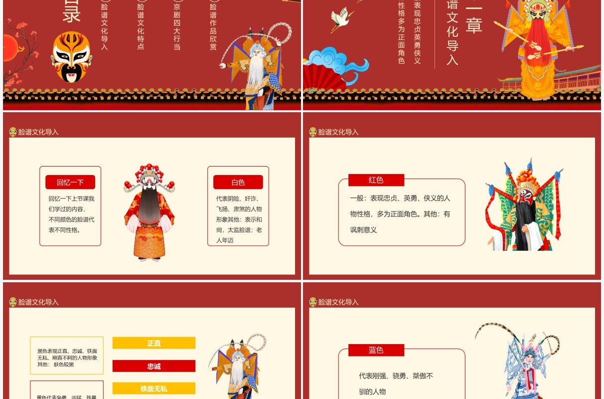 京剧脸谱文化介绍动态PPT模板