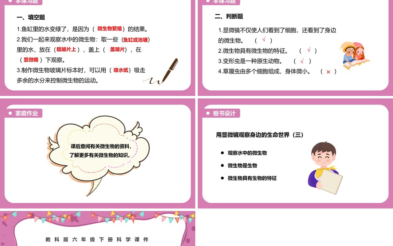 教科版六年级科学下册用显微镜观察身边的生命世界课件PPT模板