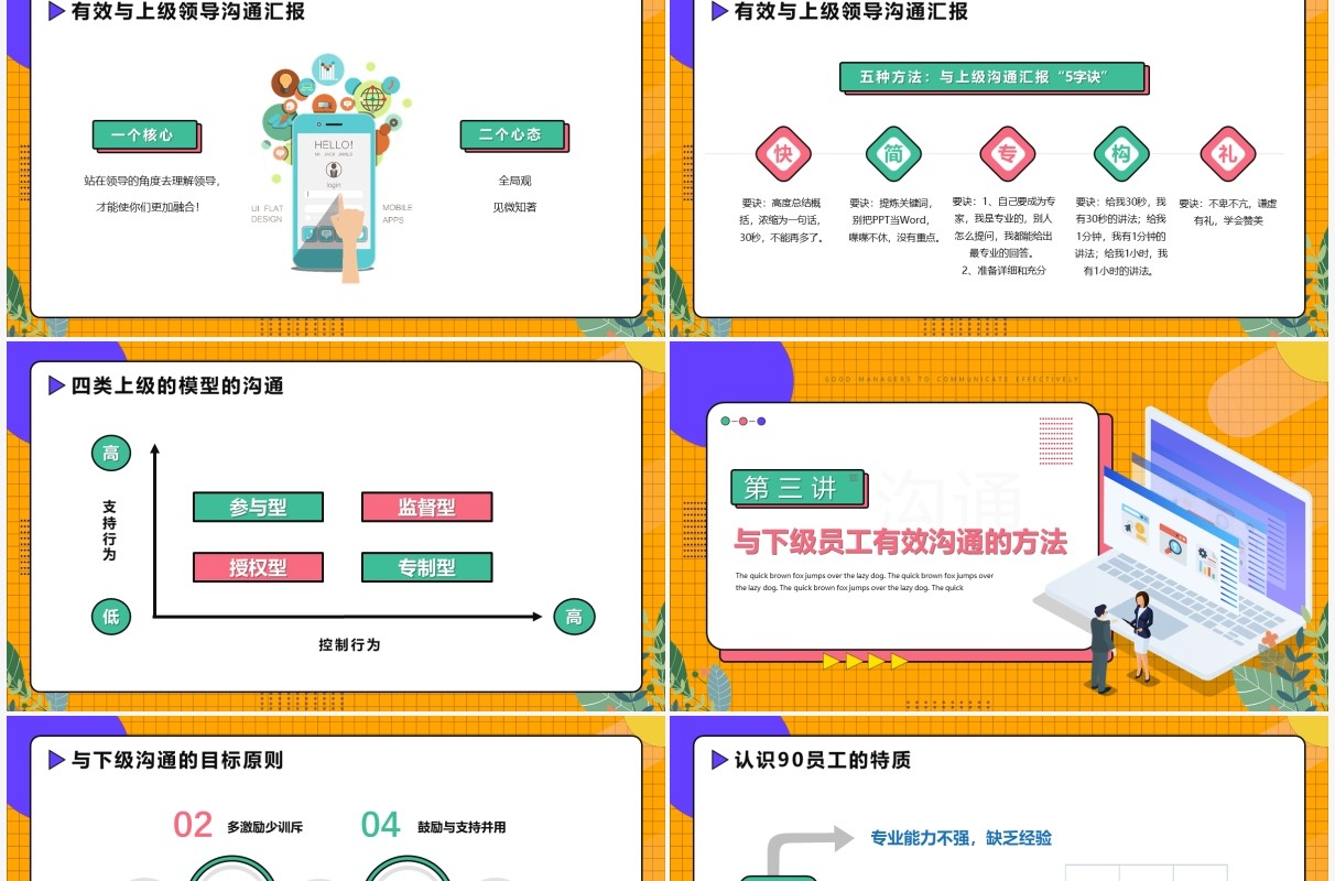 黄色卡通有效沟通培训课程PPT模版