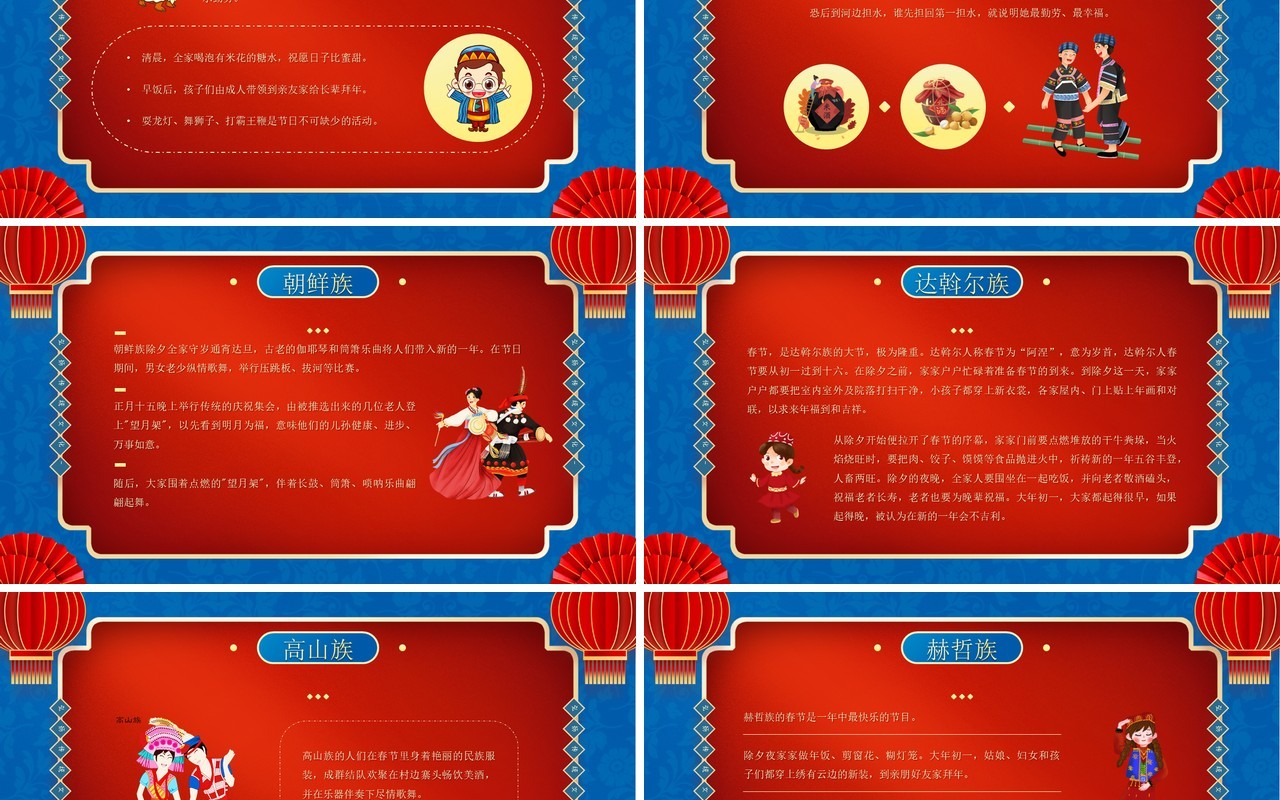 中国风少数民族春节习俗介绍PPT模板