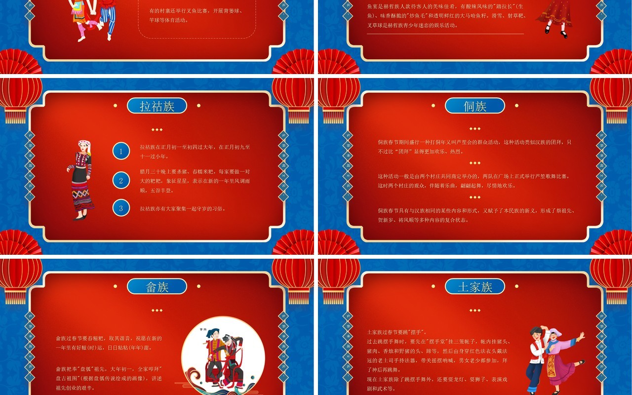 中国风少数民族春节习俗介绍PPT模板