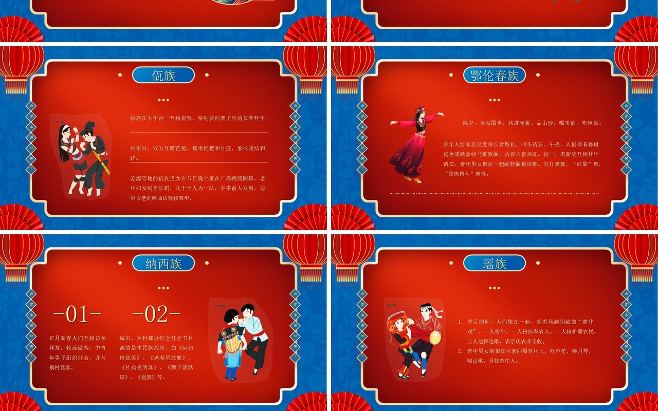 中国风少数民族春节习俗介绍PPT模板