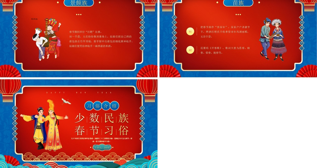 中国风少数民族春节习俗介绍PPT模板