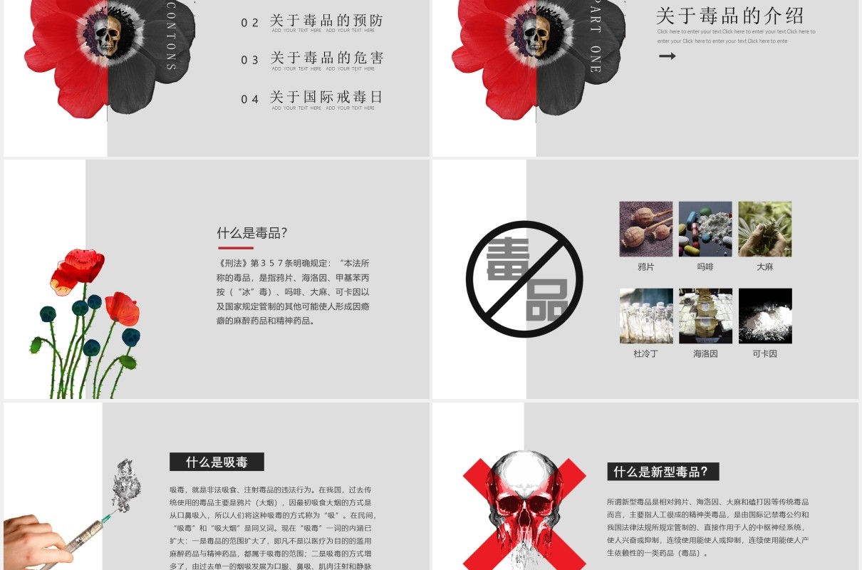 青少年预防教育远离毒品禁毒宣传PPT模板