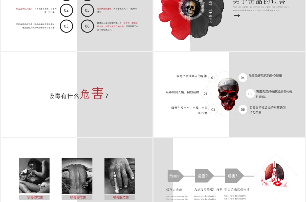 青少年预防教育远离毒品禁毒宣传PPT模板